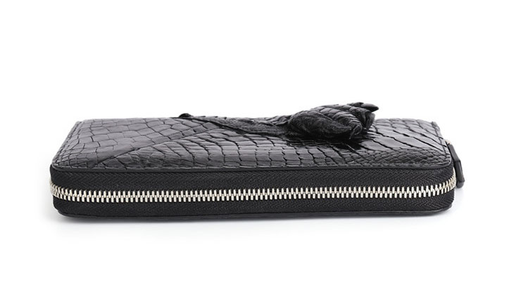 Whatna ワニ革 ミニセカンドバッグ メンズ バッグ 長財布 カード入れ 小銭入れ 札入れ 8枚カード収納 2室仕切 小さめ クラッチバッグ 手持ちバッグ ポーチ 男性用 紳士用 結婚式 冠婚葬祭 バッグ 2016-4