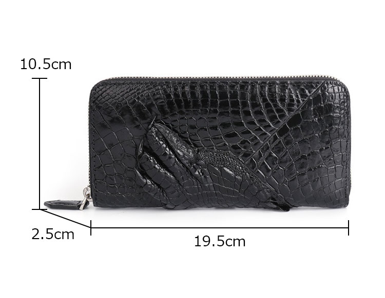 Whatna ワニ革 ミニセカンドバッグ メンズ バッグ 長財布 カード入れ 小銭入れ 札入れ 8枚カード収納 2室仕切 小さめ クラッチバッグ 手持ちバッグ ポーチ 男性用 紳士用 結婚式 冠婚葬祭 バッグ 2016-1