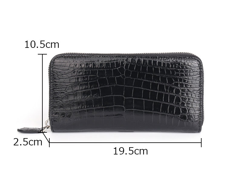 Whatna ワニ革 ミニセカンドバッグ メンズ バッグ 長財布 カード入れ 小銭入れ 札入れ 8枚カード収納 2室仕切 小さめ クラッチバッグ 手持ちバッグ ポーチ 男性用 紳士用 結婚式 冠婚葬祭 バッグ 2020B-1