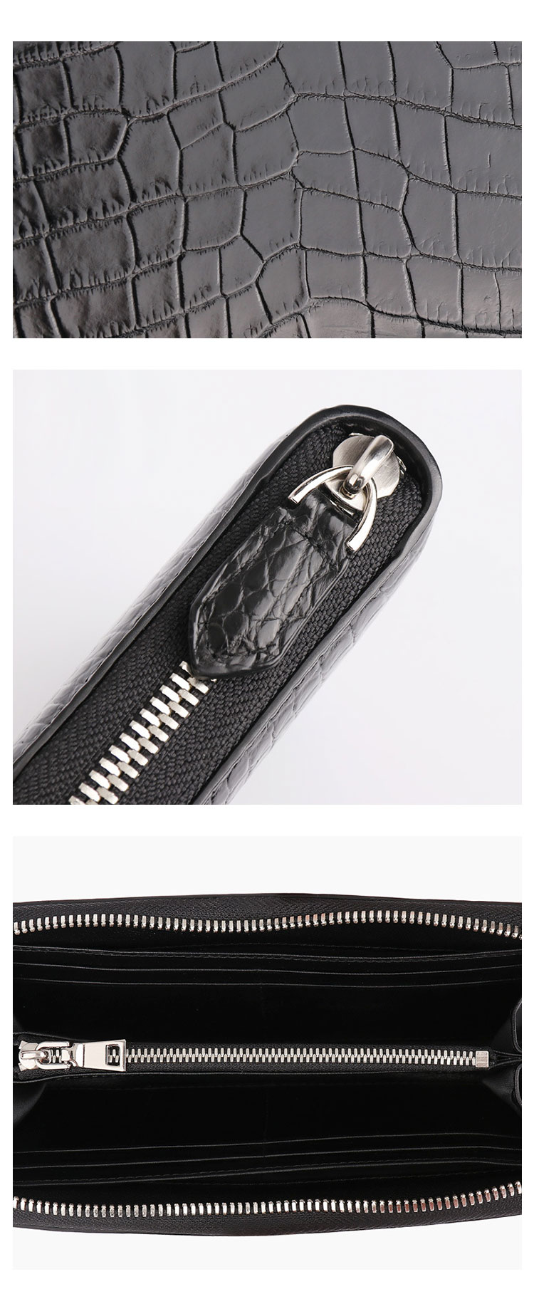 Whatna ワニ革 ミニセカンドバッグ メンズ バッグ 長財布 カード入れ 小銭入れ 札入れ 8枚カード収納 2室仕切 小さめ クラッチバッグ 手持ちバッグ ポーチ 男性用 紳士用 結婚式 冠婚葬祭 バッグ 2020B-7