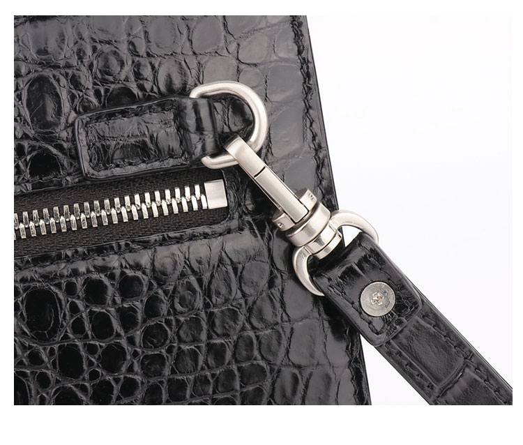 Whatna ワニ革セカンドバッグ メンズ バッグ クラッチ バッグ 大さい カード6枚収納可 クロコダイル革 3室仕切  フォーマル ビジネス 冠婚葬祭 バッグ 男性用 紳士用 2158B-9