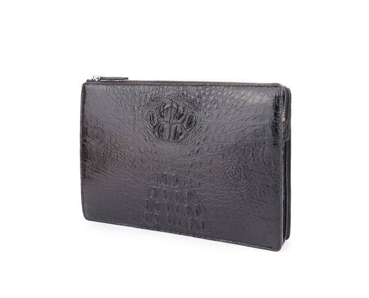 Whatna ワニ革セカンドバッグ メンズ バッグ クラッチ バッグ 大さい カード6枚収納可 クロコダイル革 3室仕切  フォーマル ビジネス 冠婚葬祭 バッグ 男性用 紳士用 2158B-1