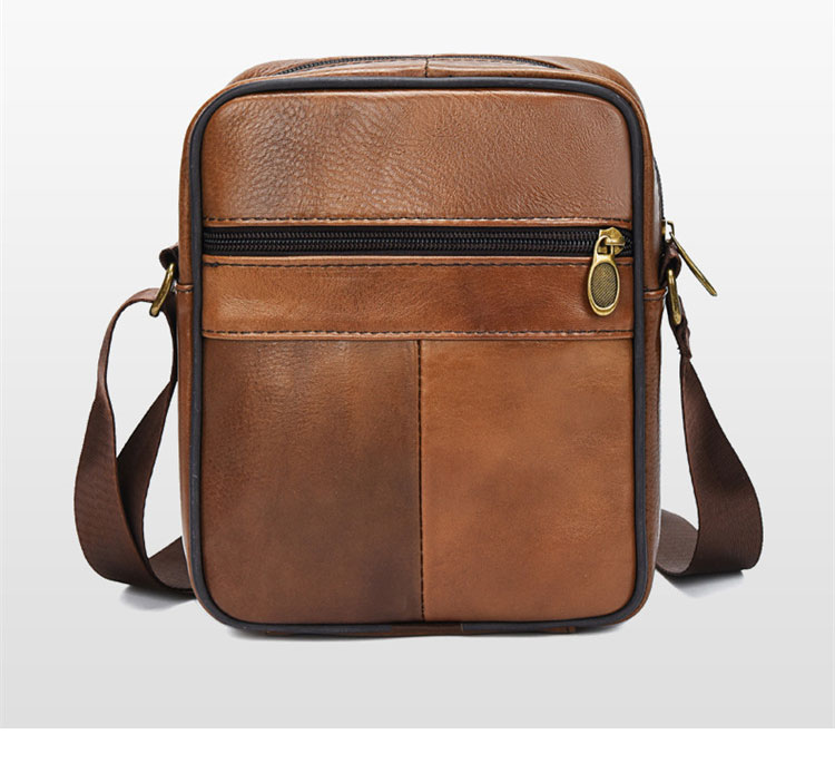 Whatna 牛 革 ミニショルダーバッグ メンズ ポシェット ワンショルダー ボディ斜め掛け バッグ 肩掛けミニ胸バッグ メッセンジャーバッグ 小さい 本革 小型ショルダー肩掛けミニバッグ男女兼用-4