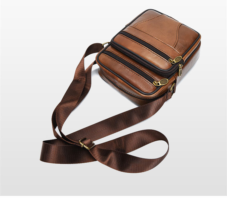 Whatna 牛 革 ミニショルダーバッグ メンズ ポシェット ワンショルダー ボディ斜め掛け バッグ 肩掛けミニ胸バッグ メッセンジャーバッグ 小さい 本革 小型ショルダー肩掛けミニバッグ男女兼用-6