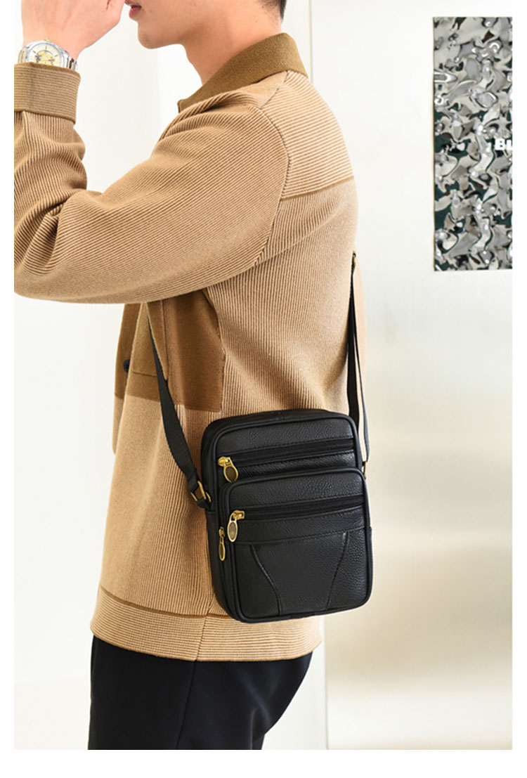 Whatna 牛 革 ミニショルダーバッグ メンズ ポシェット ワンショルダー ボディ斜め掛け バッグ 肩掛けミニ胸バッグ メッセンジャーバッグ 小さい 本革 小型ショルダー肩掛けミニバッグ男女兼用-13