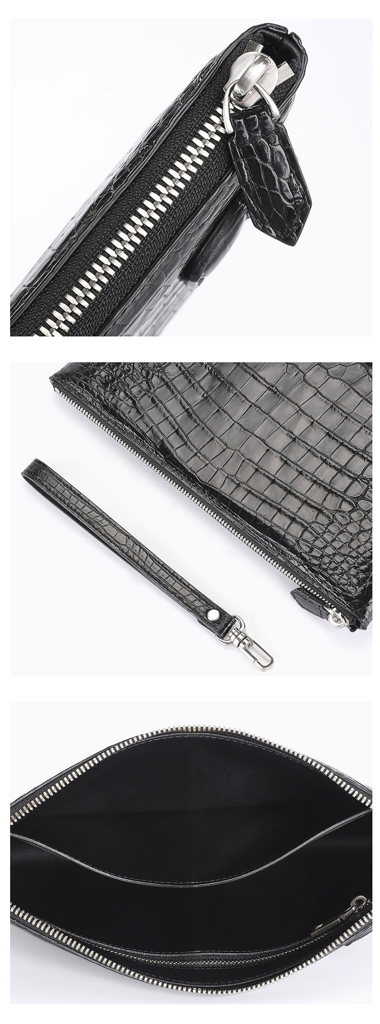 Whatna ワニ革セカンドバッグ メンズ バッグ クラッチ バッグ 大さい B5 ipad 10.5収納可クロコダイル革 フォーマル ビジネス 冠婚葬祭 バッグ 男性用 紳士用 2023B-9