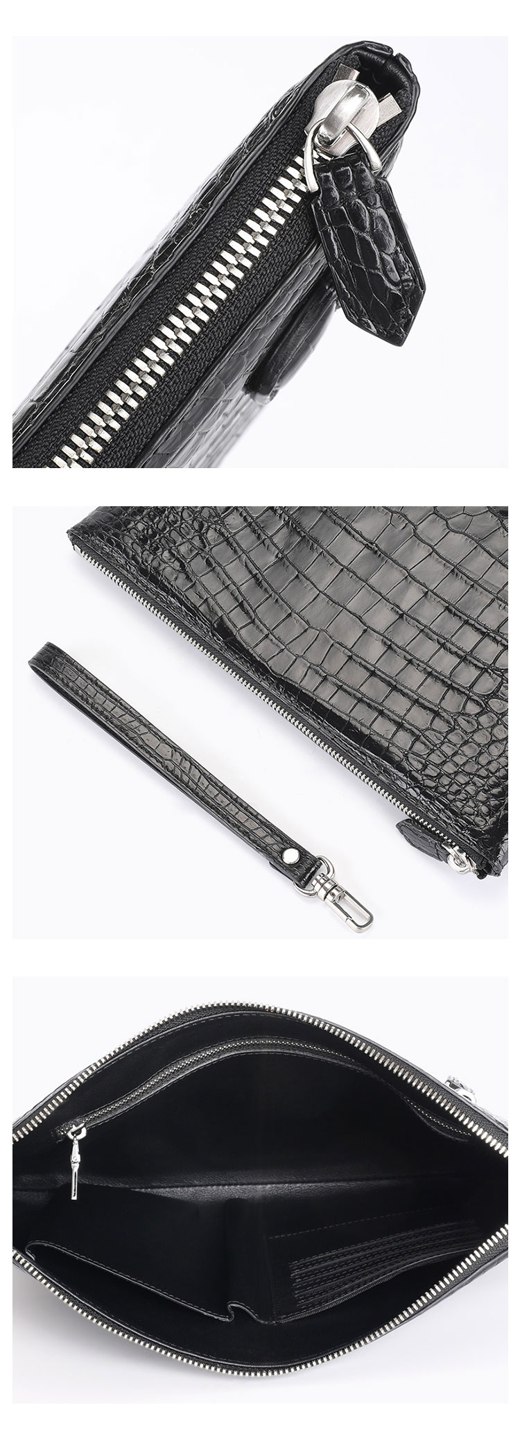 Whatna ワニ革セカンドバッグ メンズ バッグ クラッチ バッグ 大さい A4 ipad 10.5収納可クロコダイル革 フォーマル ビジネス 冠婚葬祭 バッグ 男性用 紳士用 2024b-1-9