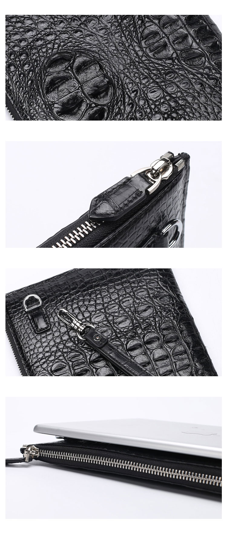 Whatna ワニ革セカンドバッグ メンズ バッグ クラッチ バッグ 大さい B5 ipad 9.7収納可クロコダイル革 フォーマル ビジネス 冠婚葬祭 バッグ 男性用 紳士用 2023-6