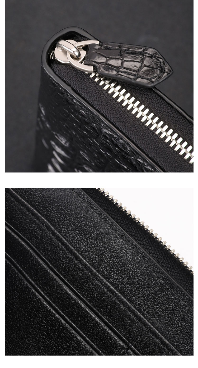 Whatna ワニ革 ミニセカンドバッグ メンズ バッグ 長財布 カード入れ 小銭入れ 札入れ 14枚カード収納 2室仕切 小さめ クラッチバッグ 手持ちバッグ ポーチ 男性用 紳士用 結婚式 冠婚葬祭 バッグ 2001-1-6