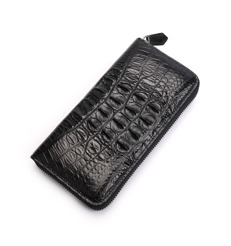 Whatna ワニ革 ミニセカンドバッグ メンズ バッグ 長財布 カード入れ 小銭入れ 札入れ 14枚カード収納 2室仕切 小さめ クラッチバッグ 手持ちバッグ ポーチ 男性用 紳士用 結婚式 冠婚葬祭 バッグ 2001-1-2