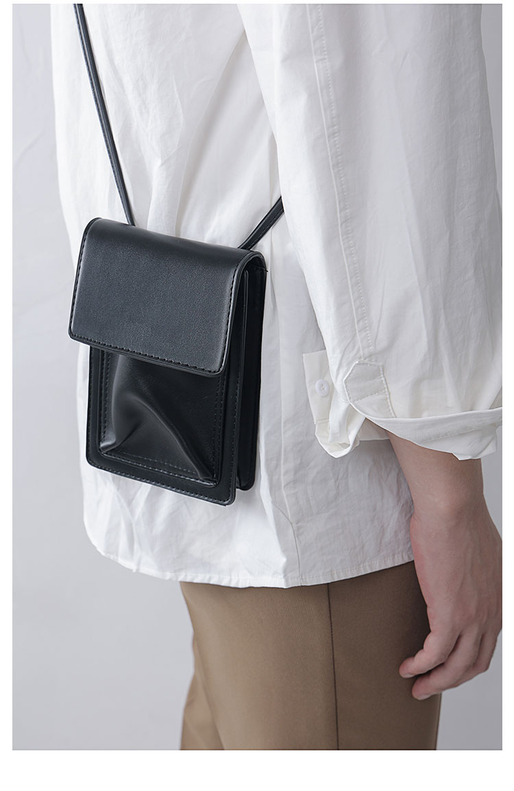 Whatna ミニショルダーバッグ メンズ 斜めがけ ミニボディバッグ 胸バッグ ショルダーミニポーチ 革 縦型 軽量 小型 小さめメッセンジャーバッグビジネス 通学 ミニバッグ通勤鞄 自転車 かばん 男性用 黒 (XM-084)-10