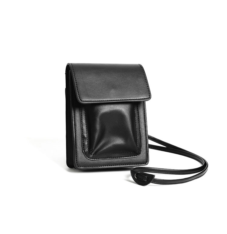 Whatna ミニショルダーバッグ メンズ 斜めがけ ミニボディバッグ 胸バッグ ショルダーミニポーチ 革 縦型 軽量 小型 小さめメッセンジャーバッグビジネス 通学 ミニバッグ通勤鞄 自転車 かばん 男性用 黒 (XM-084)-1
