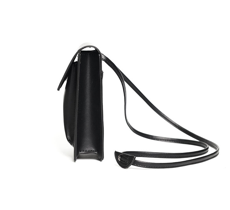 Whatna ミニショルダーバッグ メンズ 斜めがけ ミニボディバッグ 胸バッグ ショルダーミニポーチ 革 縦型 軽量 小型 小さめメッセンジャーバッグビジネス 通学 ミニバッグ通勤鞄 自転車 かばん 男性用 黒 (XM-084)-3