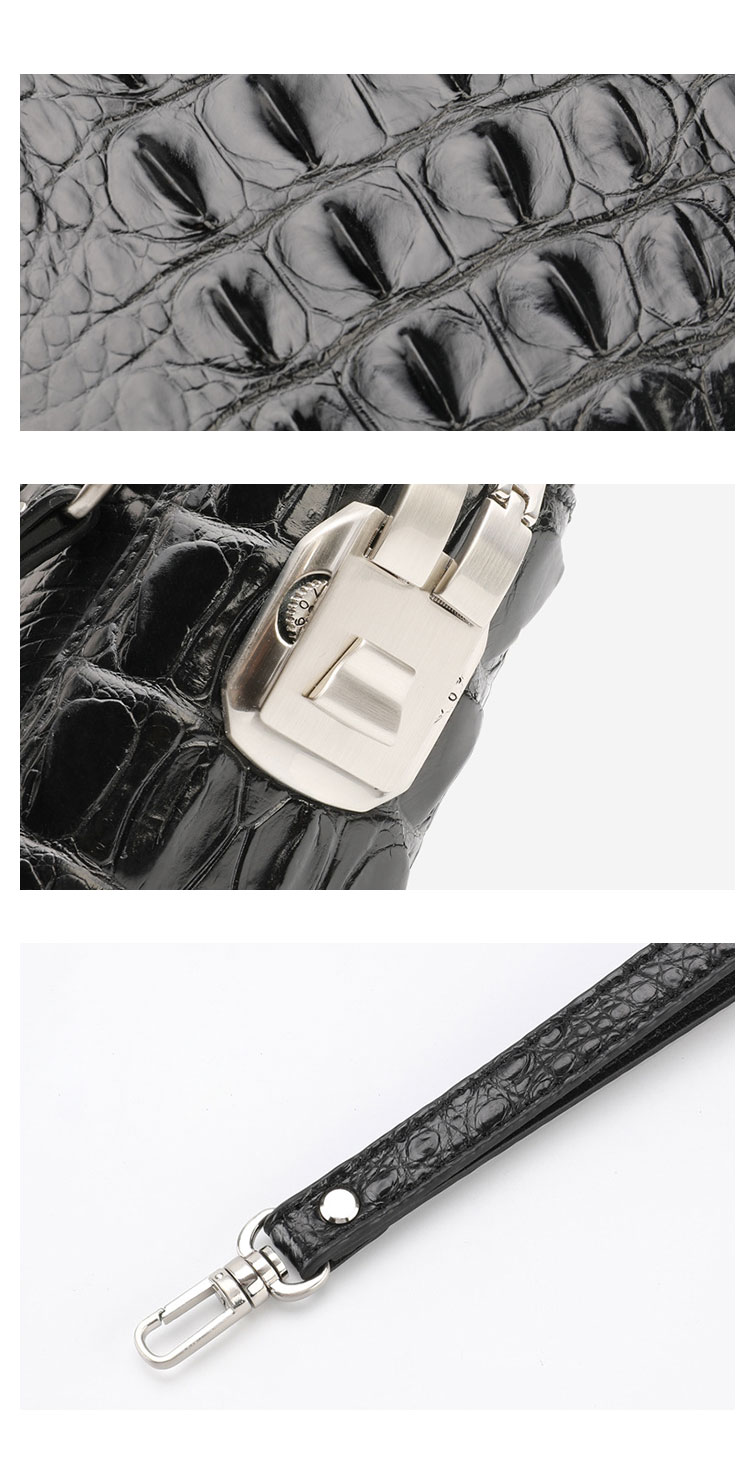 Whatna ワニ革セカンドバッグ メンズ バッグ クラッチ バッグ 小さい カード8枚収納可2室仕切 厚手 本 革 レザー パスワードロックボタン付 結婚式 バッグ フォーマル ビジネス 冠婚葬祭 バッグ 男性用 紳士用 2035-1-9