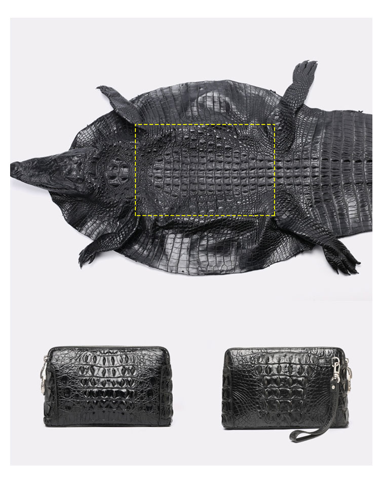 Whatna ワニ革セカンドバッグ メンズ バッグ クラッチ バッグ 小さい カード8枚収納可2室仕切 厚手 本 革 レザー パスワードロックボタン付 結婚式 バッグ フォーマル ビジネス 冠婚葬祭 バッグ 男性用 紳士用 2035-1-8