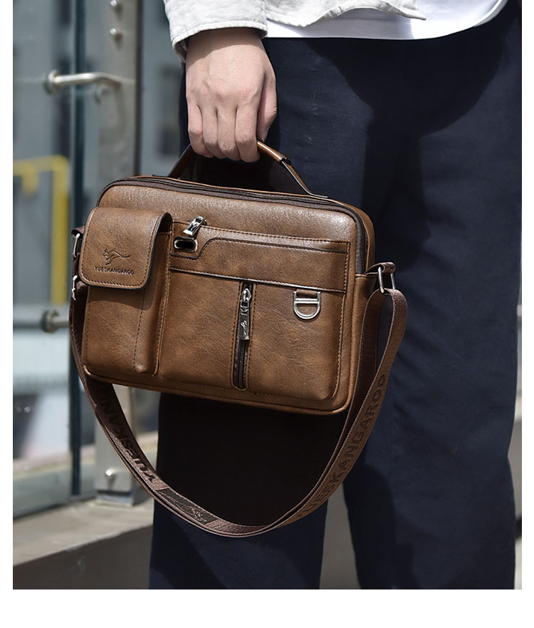 Whatna 革 ショルダーバッグ メンズ 3way 斜め掛け胸バッグ 手提げバッグ 手持げバッグ セカンドバッグ イヤホン穴付 キーリング付 Ipad 10.5収納可 横型 カジュアル フォーマル ビジネス 通学 通勤 肩掛けバッグ 自転車かばん プレゼント男性HA-117-11