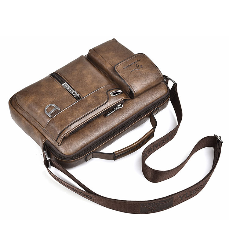 Whatna 革 ショルダーバッグ メンズ 3way 斜め掛け胸バッグ 手提げバッグ 手持げバッグ セカンドバッグ イヤホン穴付 キーリング付 Ipad 10.5収納可 横型 カジュアル フォーマル ビジネス 通学 通勤 肩掛けバッグ 自転車かばん プレゼント男性HA-117-4