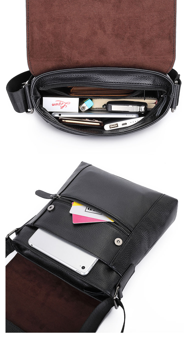 Whatna 天然 牛革 ショルダーバッグ メンズ 斜め掛け胸バッグ セカンド バッグ ipad 9.7 収納可 縦型 メンズ ビジネス かばん 小さめメッセンジャーバッグ カジュアル フォーマル  通学 通勤 結婚式 肩掛けバッグ 自転車かばん プレゼント紳士用 男性用-6