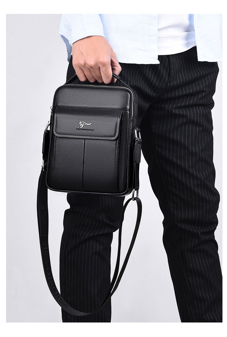Whatna 天 然 牛革 ショルダーバッグ メンズ 斜め掛け胸バッグ セカンド バッグ ipad 9.7 収納可 縦型 メンズ ビジネス かばん 小さめメッセンジャーバッグ カジュアル フォーマル 通学 通勤 結婚式 肩掛けバッグ 自転車かばん プレゼント紳士用 男性用-9