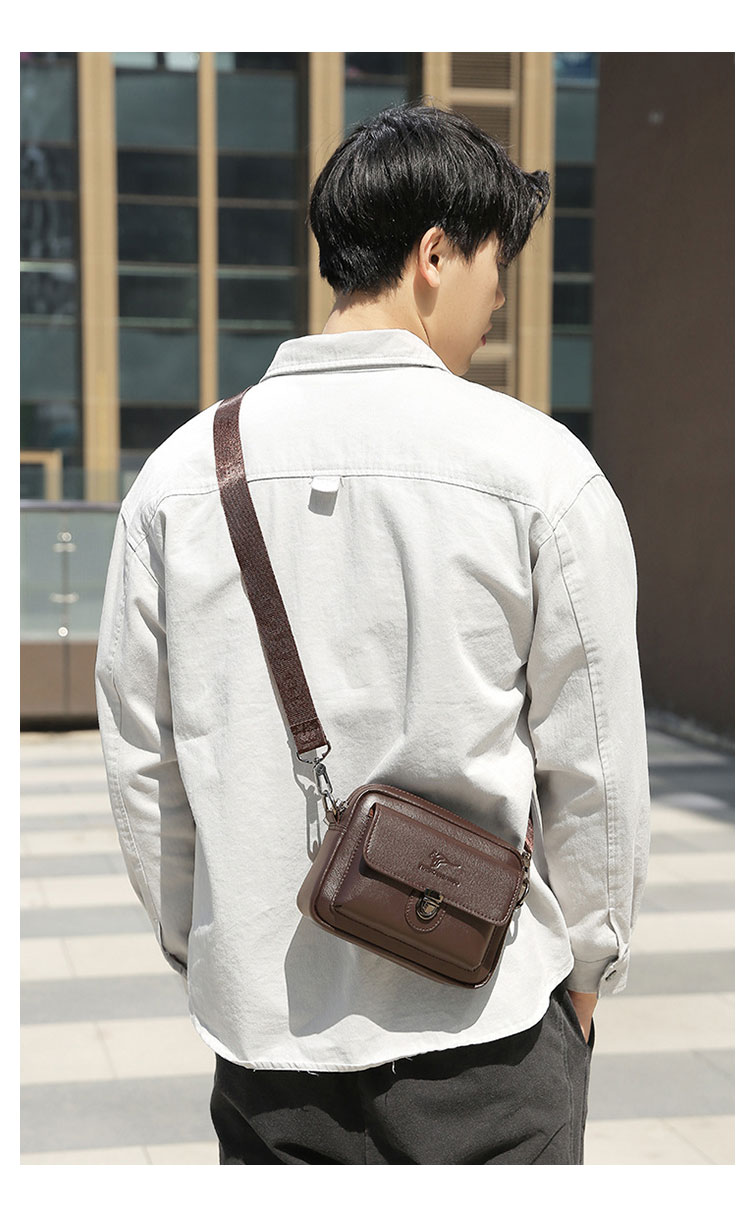 Whatna 革 ミニショルダーバッグ メンズ  ミニウエストバッグ ウエストポーチバイク用 pu レザー 男女兼用 ミニ斜め掛け ボディバッグ 胸バッグ  ワンショルダー 軽量 ブラウン 黒HA-112-9