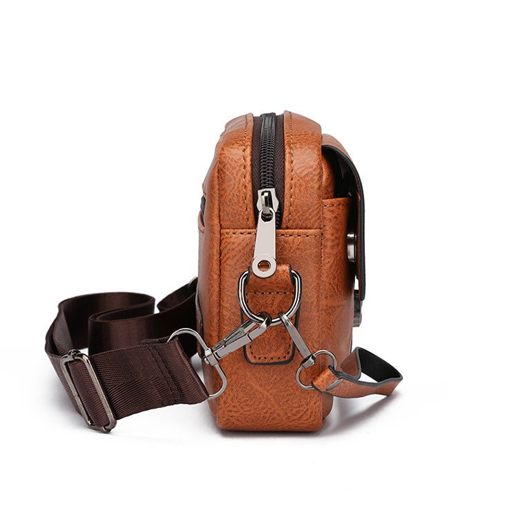 Whatna 革 ミニショルダーバッグ メンズ 3wayセカンドバッグ ミニ斜め掛け ボディバッグ 胸バッグ  ワンショルダー 手提げバッグ 手持げバッグ  Ipad Mini収納可 横型 カジュアル フォーマル ビジネス 通学 通勤 肩掛けバッグ 自転車かばん-2