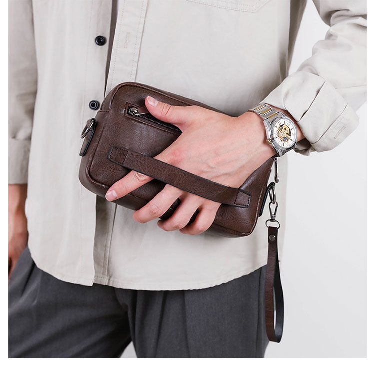 Whatna 革 ミニショルダーバッグ メンズ 3wayセカンドバッグ ミニ斜め掛け ボディバッグ 胸バッグ  ワンショルダー 手提げバッグ 手持げバッグ  Ipad Mini収納可 横型 カジュアル フォーマル ビジネス 通学 通勤 肩掛けバッグ 自転車かばん-9