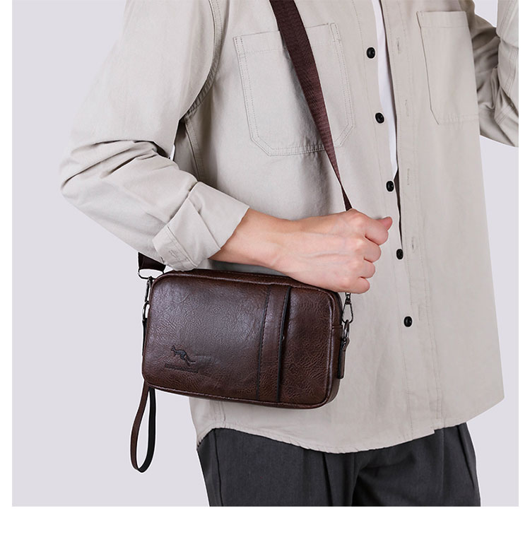 Whatna 革 ミニショルダーバッグ メンズ 3wayセカンドバッグ ミニ斜め掛け ボディバッグ 胸バッグ  ワンショルダー 手提げバッグ 手持げバッグ  Ipad Mini収納可 横型 カジュアル フォーマル ビジネス 通学 通勤 肩掛けバッグ 自転車かばん-8