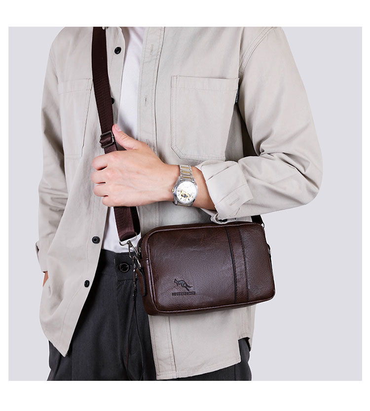 Whatna 革 ミニショルダーバッグ メンズ 3wayセカンドバッグ ミニ斜め掛け ボディバッグ 胸バッグ  ワンショルダー 手提げバッグ 手持げバッグ  Ipad Mini収納可 横型 カジュアル フォーマル ビジネス 通学 通勤 肩掛けバッグ 自転車かばん-7