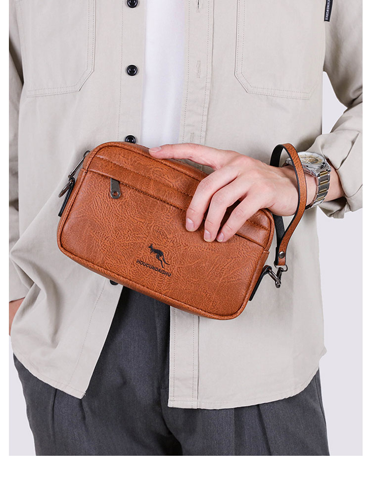 Whatna 革 ミニショルダーバッグ メンズ 3wayセカンドバッグ ミニ斜め掛け ボディバッグ 胸バッグ  ワンショルダー 手提げバッグ 手持げバッグ  Ipad Mini収納可 横型 カジュアル フォーマル ビジネス 通学 通勤 肩掛けバッグ 自転車かばん-9