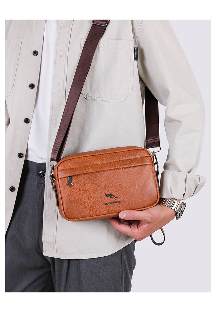 Whatna 革 ミニショルダーバッグ メンズ 3wayセカンドバッグ ミニ斜め掛け ボディバッグ 胸バッグ  ワンショルダー 手提げバッグ 手持げバッグ  Ipad Mini収納可 横型 カジュアル フォーマル ビジネス 通学 通勤 肩掛けバッグ 自転車かばん-8