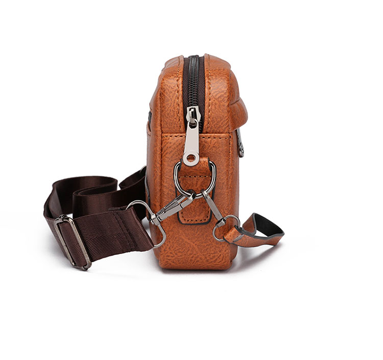 Whatna 革 ミニショルダーバッグ メンズ 3wayセカンドバッグ ミニ斜め掛け ボディバッグ 胸バッグ  ワンショルダー 手提げバッグ 手持げバッグ  Ipad Mini収納可 横型 カジュアル フォーマル ビジネス 通学 通勤 肩掛けバッグ 自転車かばん-2