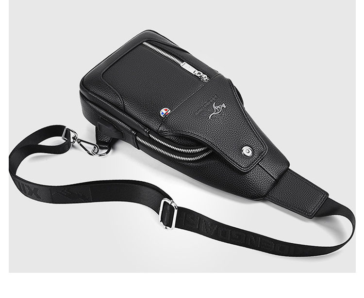 Whatna 革 ショルダーバッグ メンズ  斜めがけ ワンショルダーバッグボディバッグ 胸バッグ  ipad mini収納可 イヤホン穴付 puレザー左右付け替え可能 ビジネス 通学 通勤バッグ 自転車 鞄-4