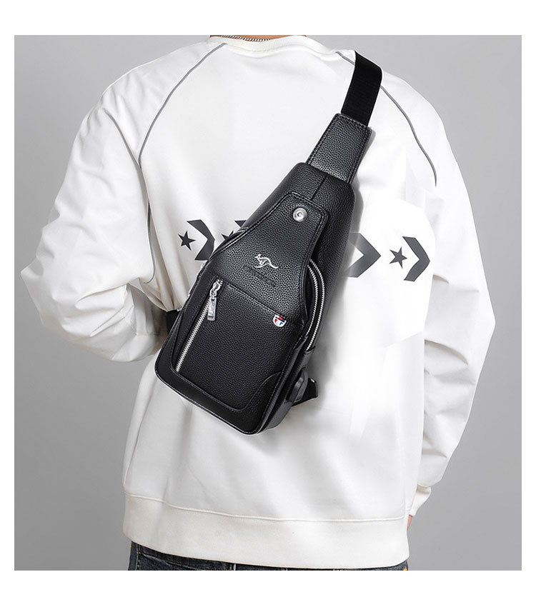 Whatna 革 ショルダーバッグ メンズ  斜めがけ ワンショルダーバッグボディバッグ 胸バッグ  ipad mini収納可 イヤホン穴付 puレザー左右付け替え可能 ビジネス 通学 通勤バッグ 自転車 鞄-10