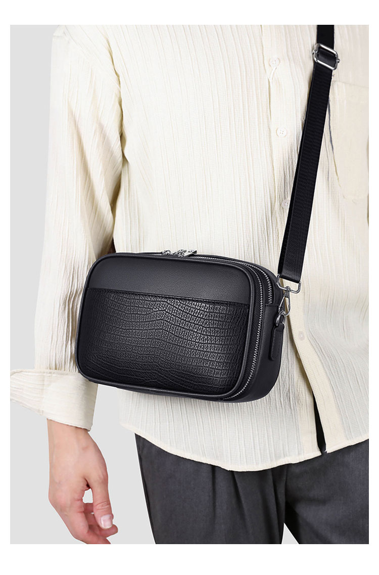 Whatna 革 ワンショルダーバッグ メンズ 3way クラッチ ショルダー斜め掛け ボディバッグ 胸バッグ 肩掛けバッグ 小さい ショルダーベルト付 レザー カード6枚収納可 カード入 小銭入れ 2室仕切 結婚式 バッグ ビジネス フォーマル 冠婚葬祭 バッグ-9