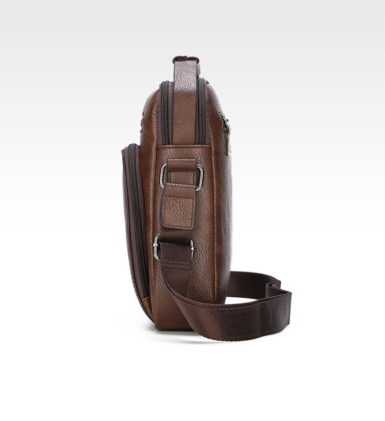 Whatna 革 ワンショルダーバッグ メンズ 3way斜め掛け胸バッグ 手提げバッグ セカンドバッグ 手持げバッグPU厚 手 レザーIpad 9.7収納可 カジュアル フォーマル ビジネス 通学 通勤 結婚式 肩掛けバッグ 自転車かばん プレゼント男性-4