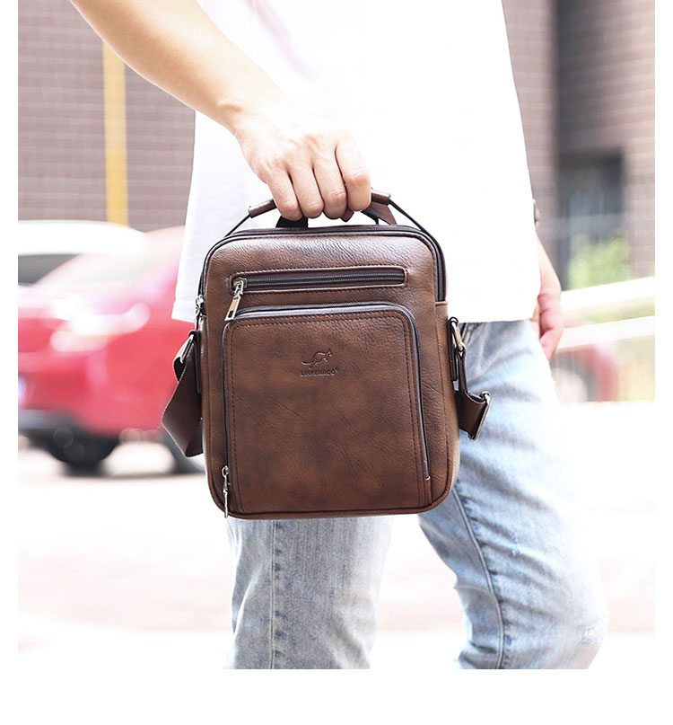 Whatna 革 ワンショルダーバッグ メンズ 3way斜め掛け胸バッグ 手提げバッグ セカンドバッグ 手持げバッグPU厚 手 レザーIpad 9.7収納可 カジュアル フォーマル ビジネス 通学 通勤 結婚式 肩掛けバッグ 自転車かばん プレゼント男性-9