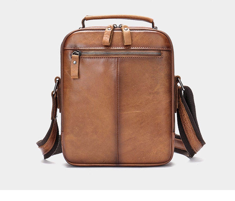 Whatna アンティーク風合い鞣し天 然 牛革ショルダーバッグ メンズ 2way 斜め掛け 手提げバッグ ポシェットポ 小さめ メッセンジャーバッグ 通学 通勤バッグ 肩掛けバッグ 自転車かばん プレゼント男性 黒 ブラウン 6041-3