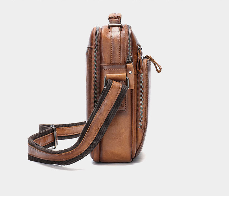 Whatna アンティーク風合い鞣し天 然 牛革ショルダーバッグ メンズ 2way 斜め掛け 手提げバッグ ポシェットポ 小さめ メッセンジャーバッグ 通学 通勤バッグ 肩掛けバッグ 自転車かばん プレゼント男性 黒 ブラウン 6041-2