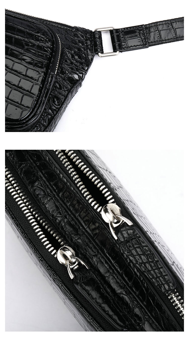 Whatna クロコダイル革 本革 斜めがけ ボディバッグ ワンショルダー メンズ ボディ斜め掛け 胸バッグ 厚手 レザー ワニ革 黑 ブラウン1133B-8