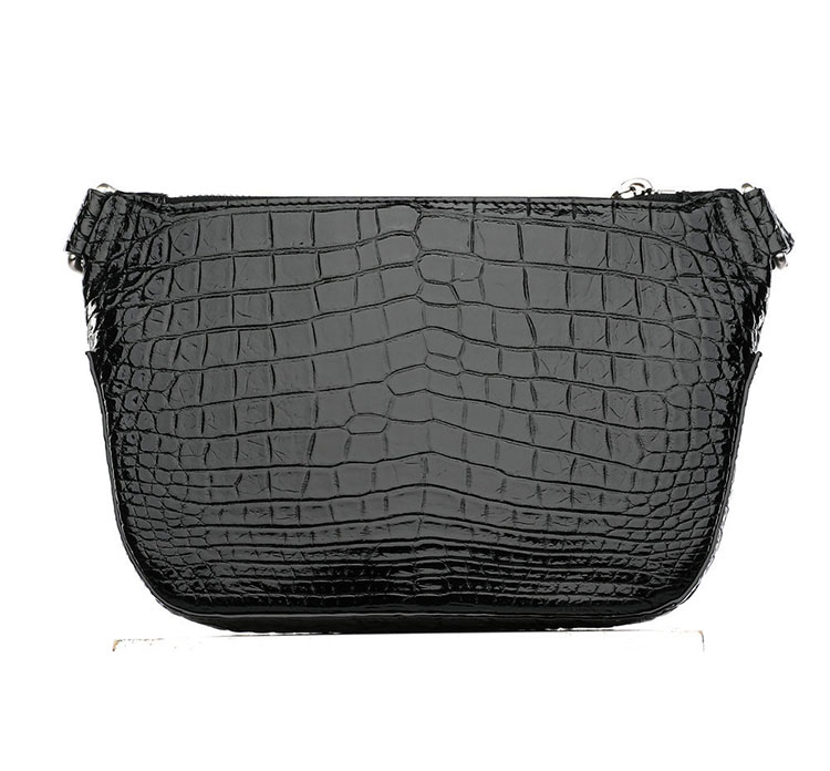 Whatna クロコダイル革 本革 斜めがけ ボディバッグ ワンショルダー メンズ ボディ斜め掛け 胸バッグ 厚手 レザー ワニ革 黑 ブラウン1133B-2