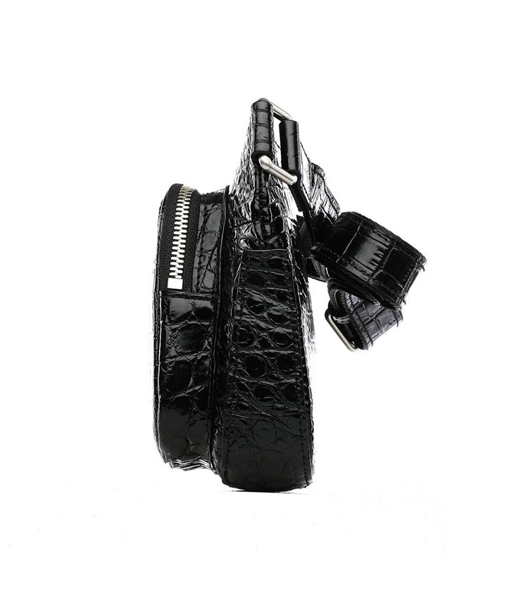 Whatna クロコダイル革 本革 斜めがけ ボディバッグ ワンショルダー メンズ ボディ斜め掛け 胸バッグ 厚手 レザー ワニ革 黑 ブラウン1133B-4