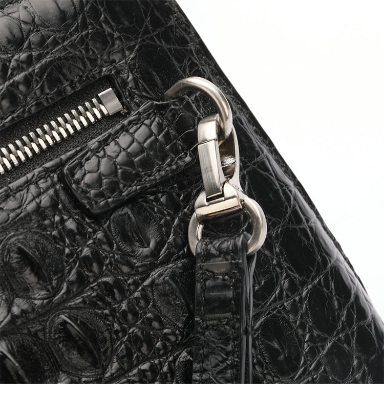 Whatna クロコダイル革 本革 ミニ 斜めがけ ボディバッグ ワンショルダー メンズ ボディ斜め掛け 胸バッグ 厚手 レザー ワニ革 黑 1131-8