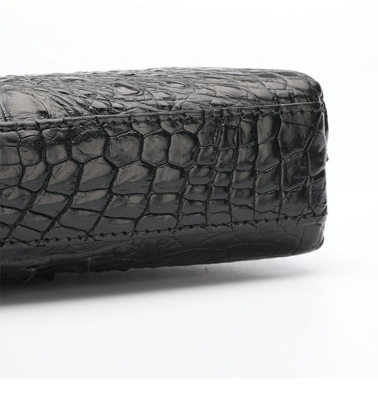 Whatna クロコダイル革 本革 ミニ 斜めがけ ボディバッグ ワンショルダー メンズ ボディ斜め掛け 胸バッグ 厚手 レザー ワニ革 黑 1131-9