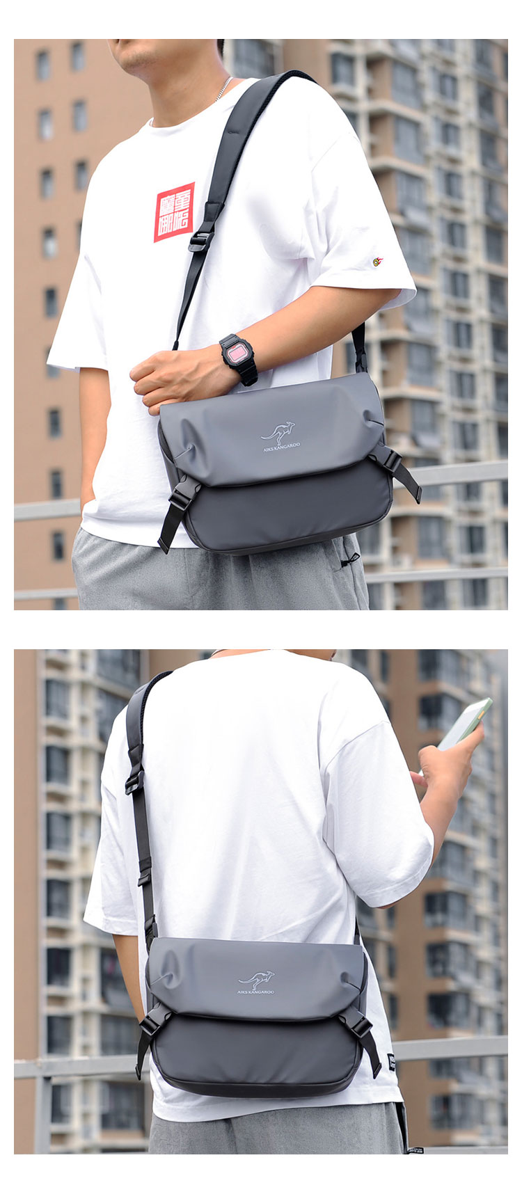 Whatna  ショルダーバッグ メンズ 斜め掛け ボディバッグ 胸バッグ 厚 手 レザー小さめビジネスバッグ Ipad mini収納可 肩掛け 通勤 通学 斜めがけバッグ 防水 バッグ 自転車 かばん男性用-10