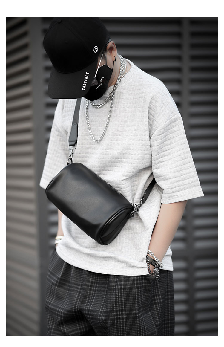 Whatna ワンショルダーバッグ メンズ ショルダーバッグ ボディー バッグ 斜め掛けバッグ 肩掛け胸バッグ メッセンジャーバッグ 小さい 革 レザー ショルダー肩掛けバッグ 男女兼用-5