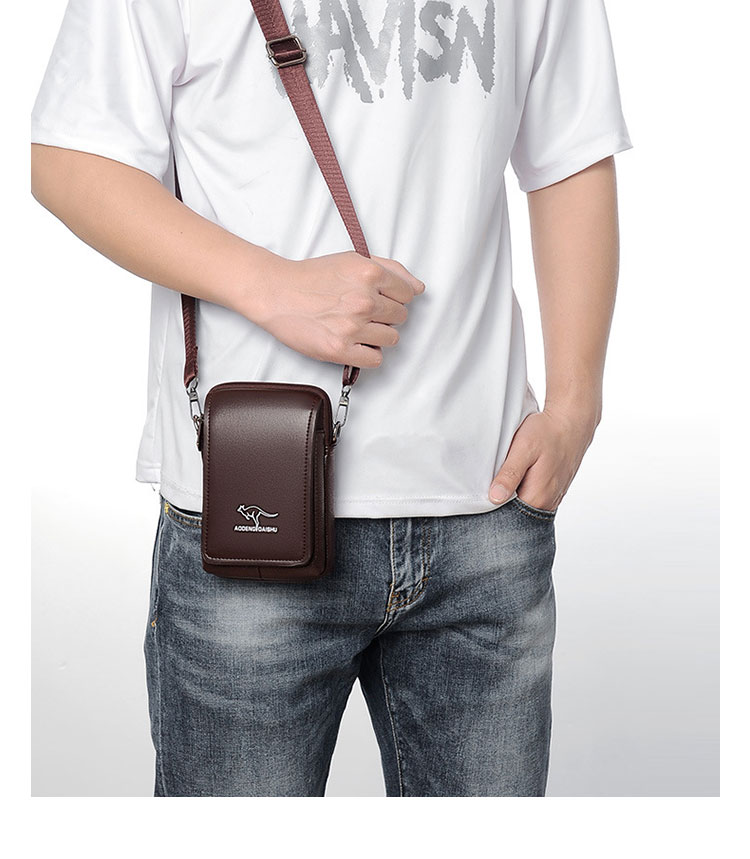 Whatna 革 ミニワンショルダーバッグ メンズ ミニウエストバッグ ウエストポーチバイク用 pu レザー 男女兼用 ミニ斜め掛け ボディバッグ 胸バッグ ワンショルダー 軽量 ブラウン 黒A08 A09-10