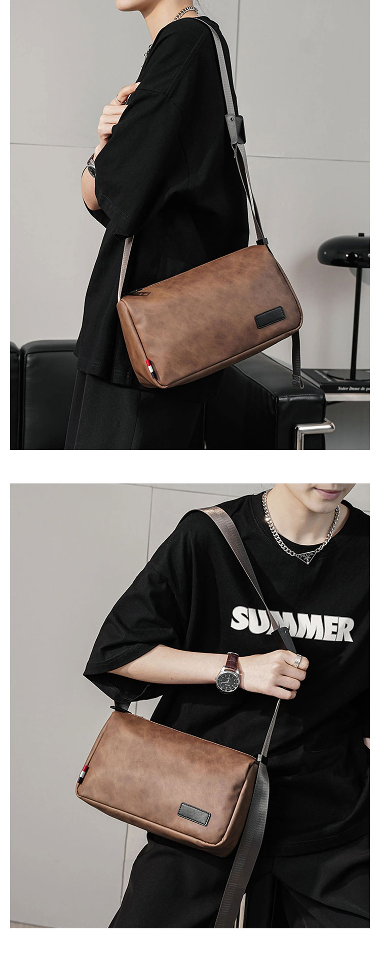 Whatna 革 ワンショルダーバッグ メンズ 斜め掛け ボディバッグ 胸バッグ レザー小さめビジネスバッグ ipad Mini収納可 肩掛け 通勤 通学 斜めがけバッグ 防水 バッグ 自転車 かばん男性用-10