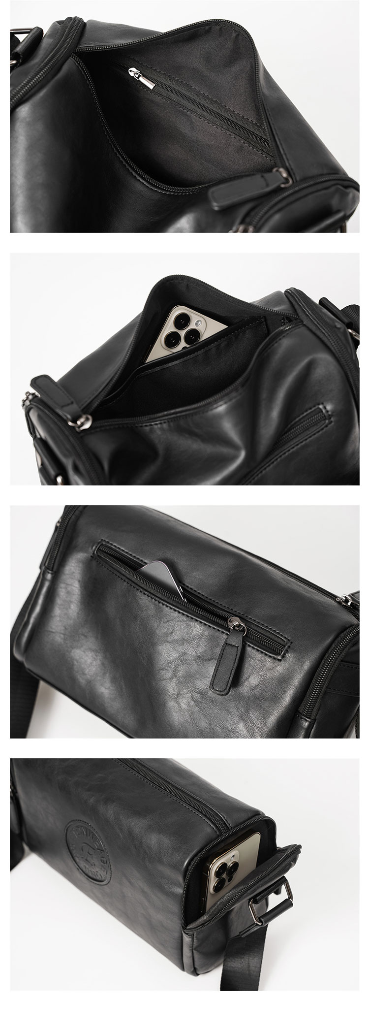 Whatna 革 ワンショルダーバッグ メンズ 斜め掛け ボディバッグ 胸バッグ レザー小さめビジネスバッグ ipad Mini収納可 肩掛け 通勤 通学 斜めがけバッグ 防水 バッグ 自転車 かばん男性用-8