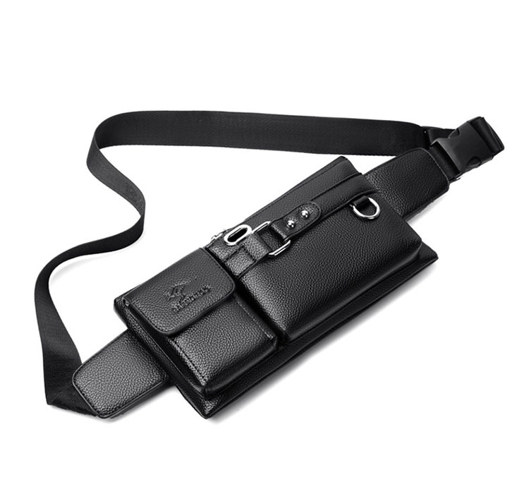 Whatna  ミニワンショルダーーバッグ メンズ ウエストポーチ ミニウエストバッグ イヤホン穴付 キーリング付 puレザー 男女兼用  斜めがけ ボディバッグ 胸バッグワンショルダー 軽量 ブラウン 黒Y88-4