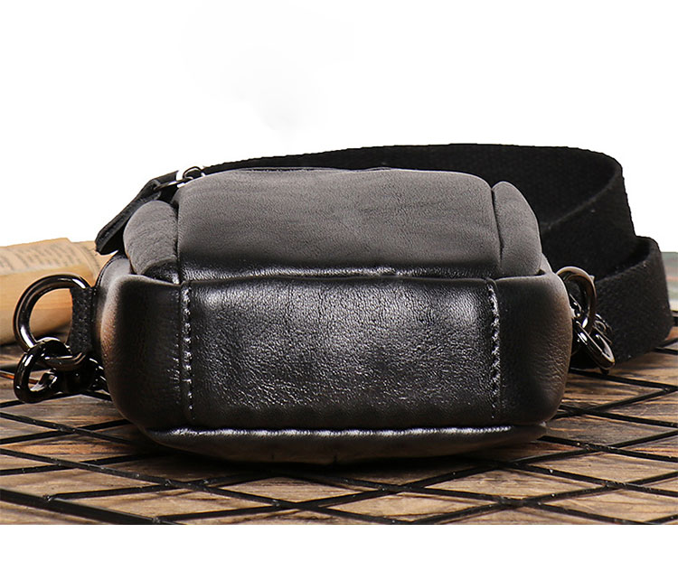 Whatna 牛革 ミニワンショルダーバッグ メンズ  ミニウエストバッグ ウエストポーチバイク用 ベルトバッグ ヒップバッグ厚手 レザー 本 革 男女兼用 ミニ斜め掛け ボディバッグ 胸バッグ  ワンショルダー 軽量 ブラウン 黒1229-3
